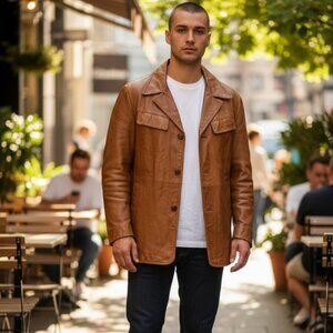 Vintage 70s Reed Sportswear Soft Leather Jacket –Butterscotch Car Coat Style USA